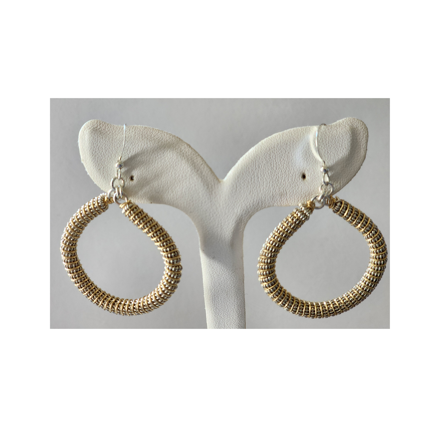 Handmade Womans Silver and Gold Double Coil Hoop Earrings