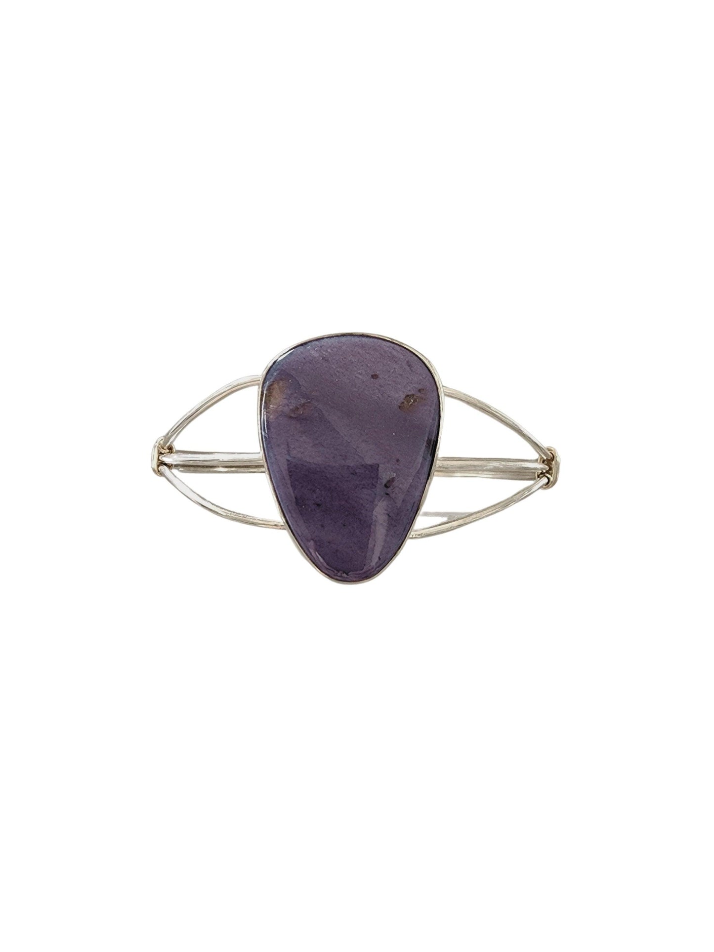 Womans Handmade Charoite and Sterling Silver Cuff Bracelet