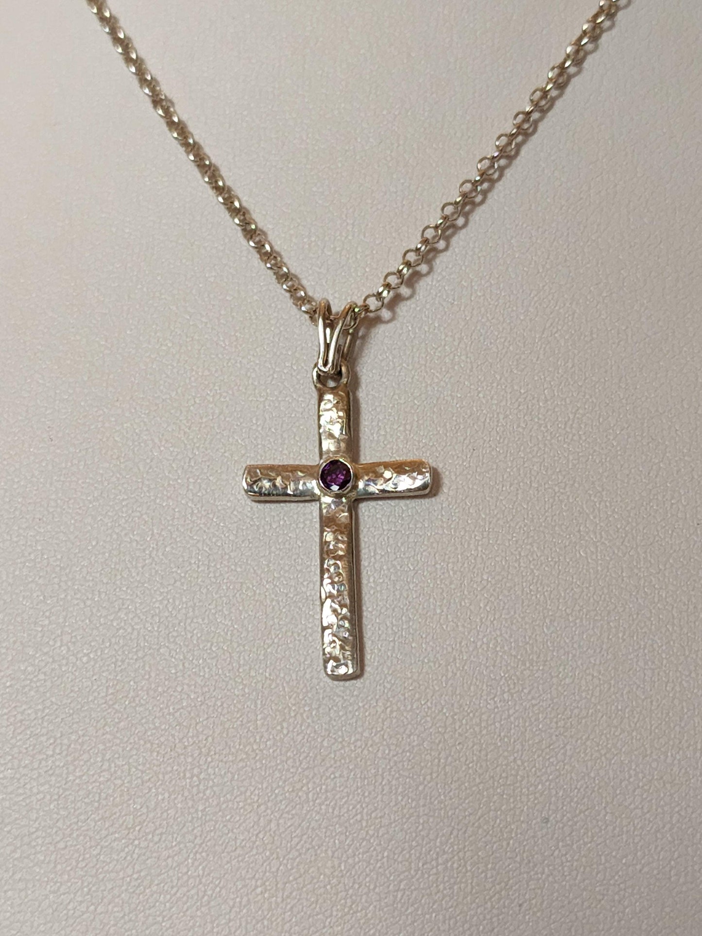 Handmade Sterling Silver and Swarovski Crystal Cross Necklace - Gilded Heart Designs