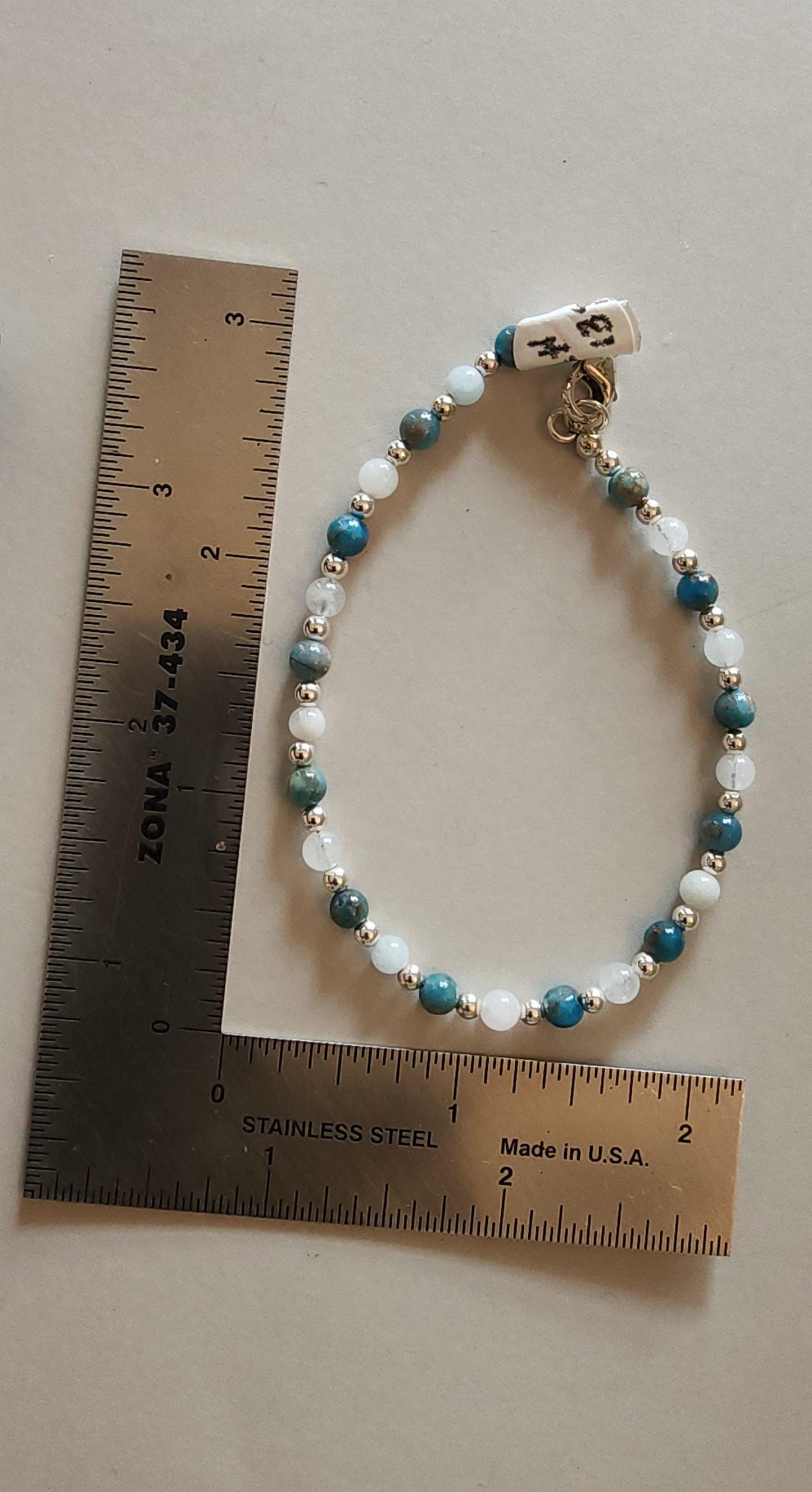 Handmade Womans Apatite, Aquamarine and Sterling Silver Beaded Bracelet - Gilded Heart Designs