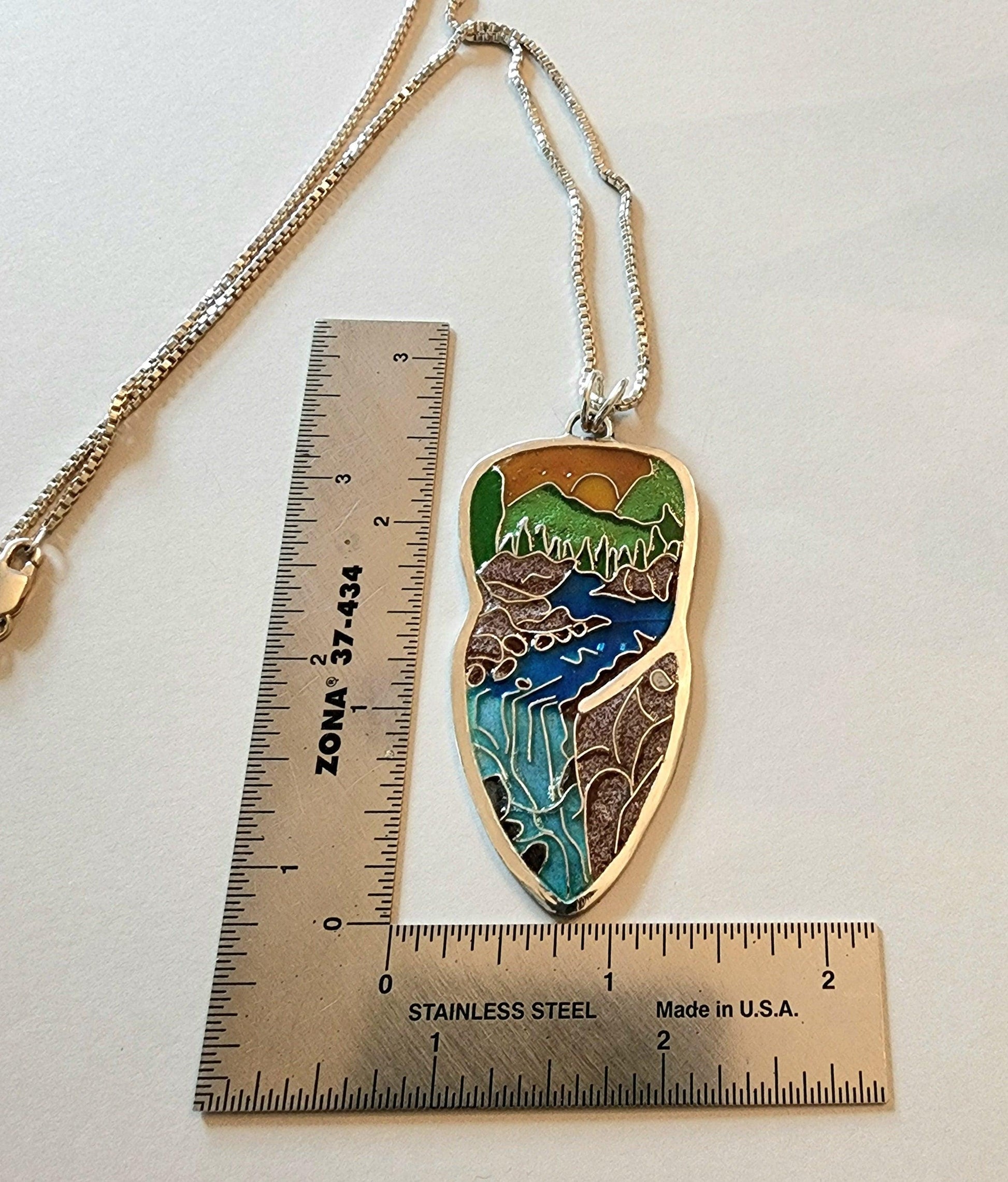 Handmade Womans Fine Silver Cloisonné Waterfall Necklace - Gilded Heart Designs
