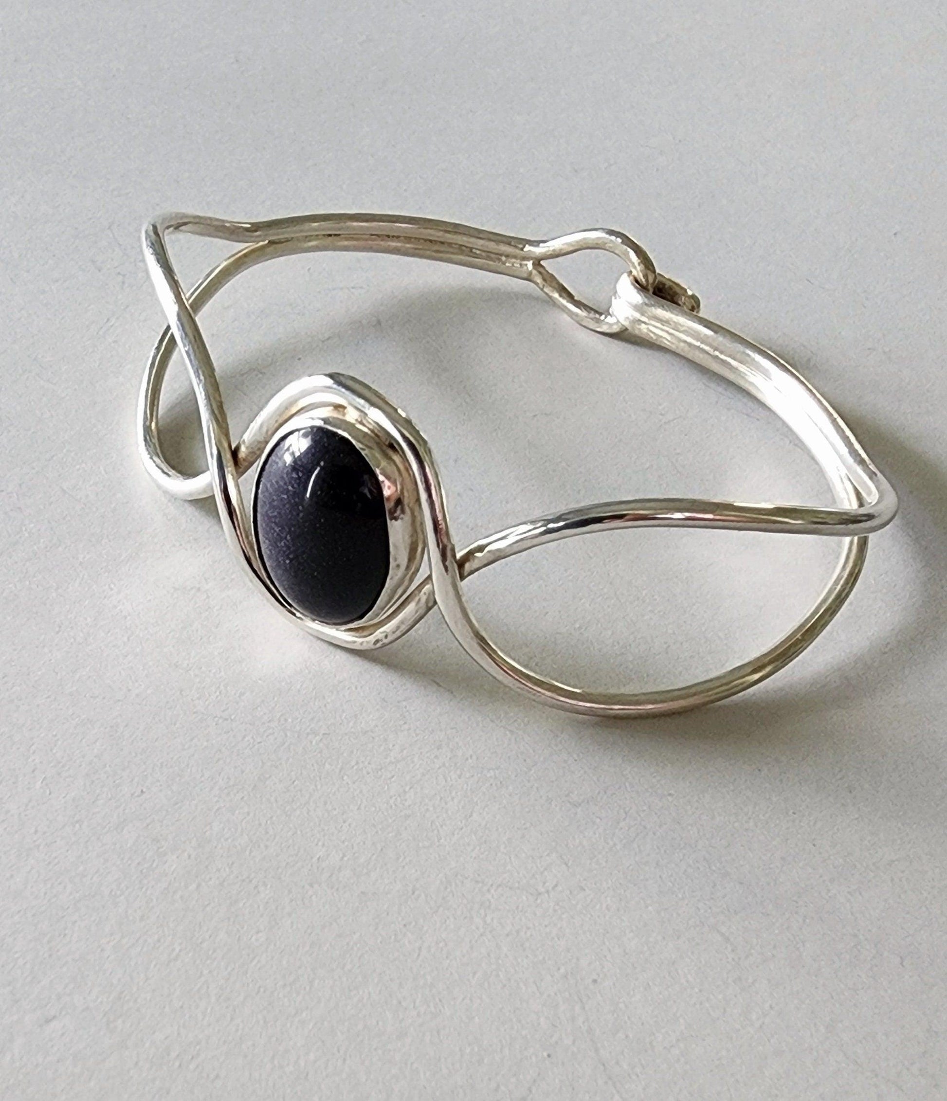 Handmade Sterling Silver and Blue Sunstone Womans Bracelet - Gilded Heart Designs