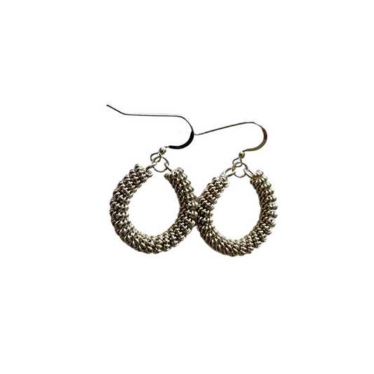 Handmade Womans Silver Double Coil Hoop Earings