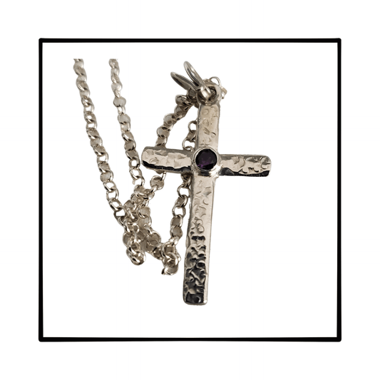 Handmade Sterling Silver and Swarovski Crystal Cross Necklace - Gilded Heart Designs