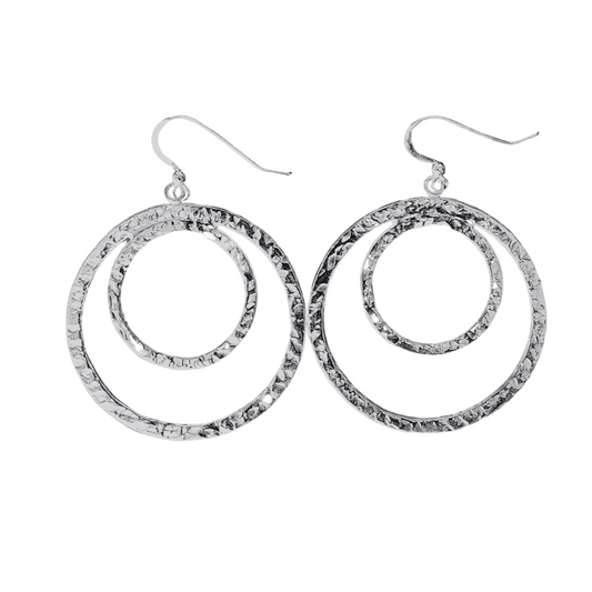 Handmade Sterling Silver Textured Double Hoop Earrings - Gilded Heart Designs