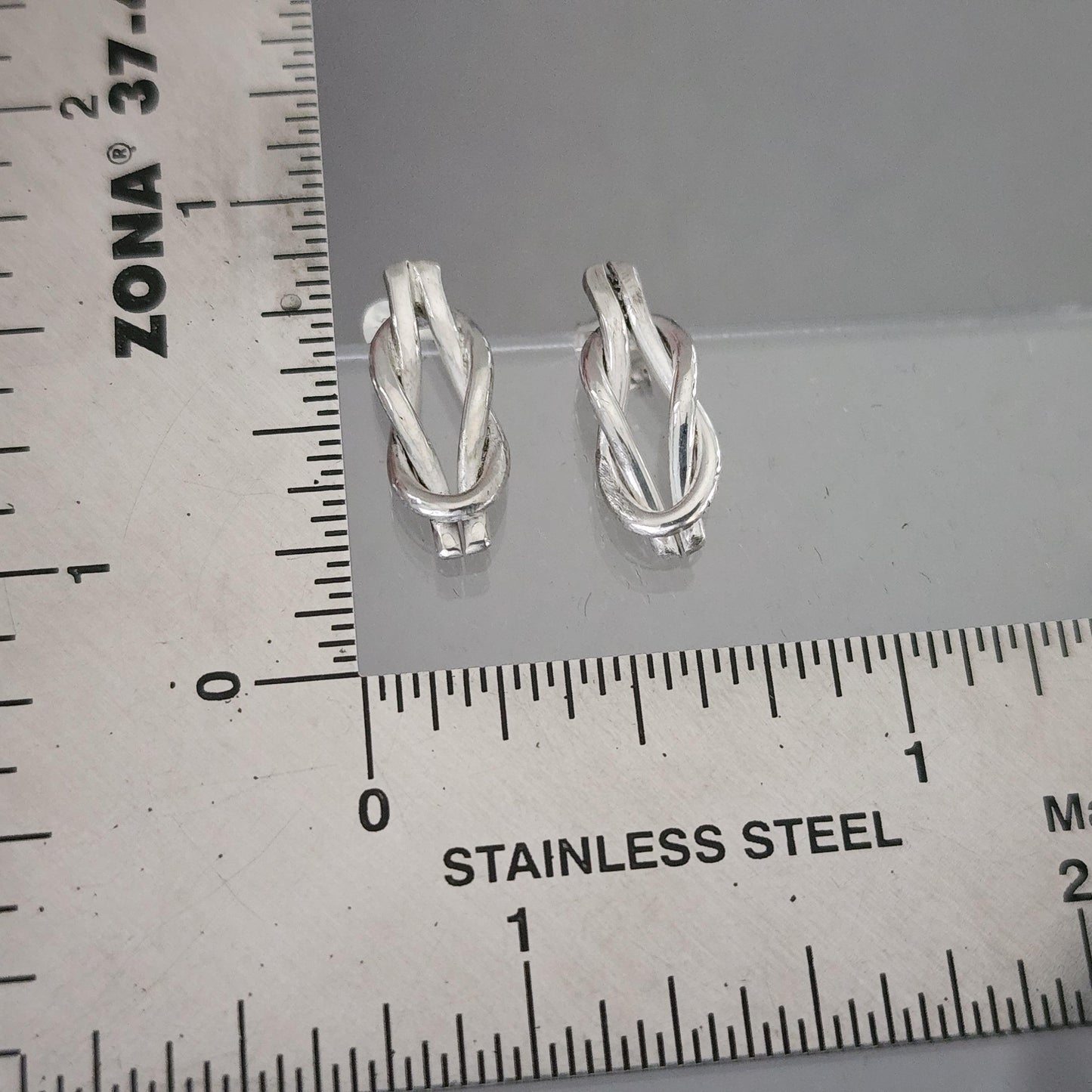Handmade Womans Sterling Silver Love Knot Post Pierced Earrings - Gilded Heart Designs