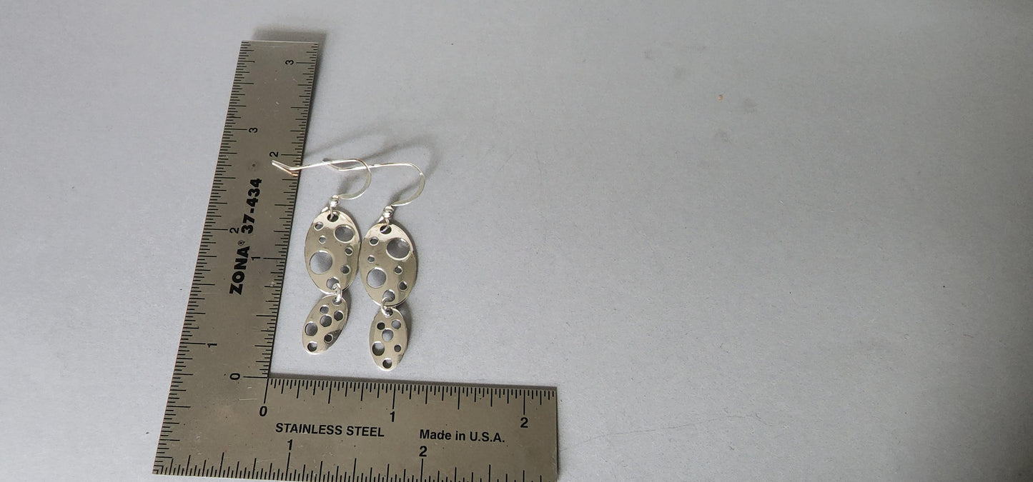 Womans Sterling Silver Oval Drop, Dangle Earrings